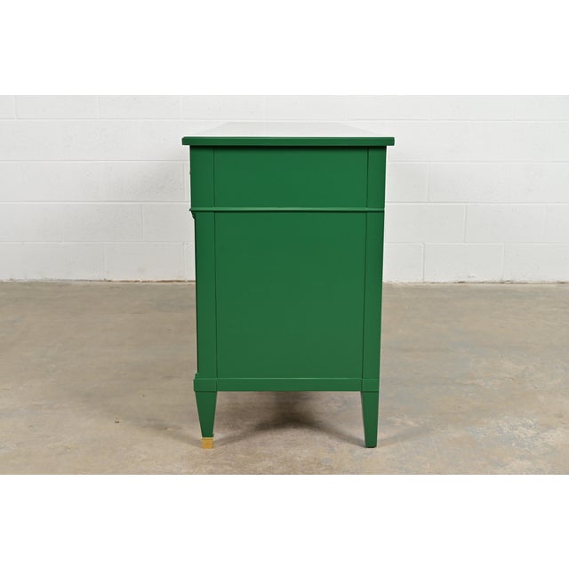 Heritage French Regency Louis XVI Green Lacquered Dresser or Credenza, Newly Refinished For Sale - Image 11 of 13