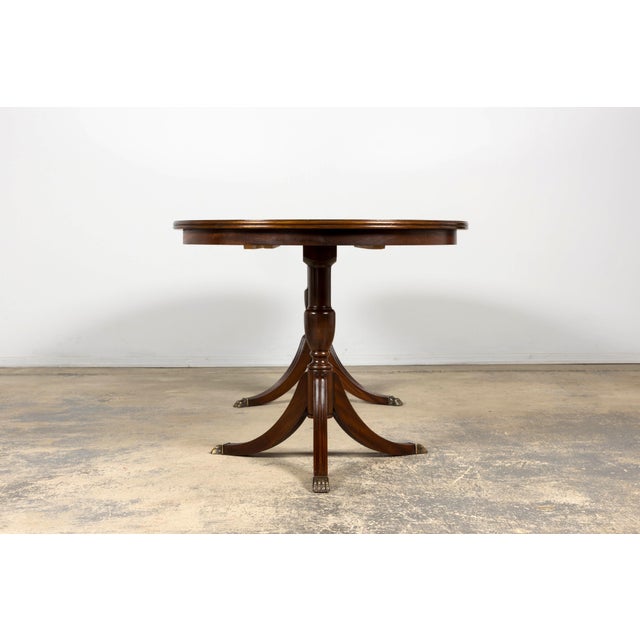 Mid-Century English Georgian Style Mahogany Double Pedestal Extendable Dining Table For Sale - Image 9 of 17