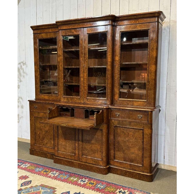 Victorian Bookcase in Burr Walnut, 1800s For Sale - Image 9 of 18