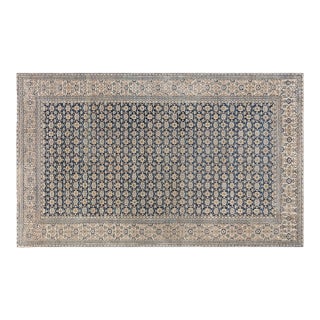 1920s Persian Meshad Botanic, Beige, Brown and Black Handwoven Wool Rug For Sale