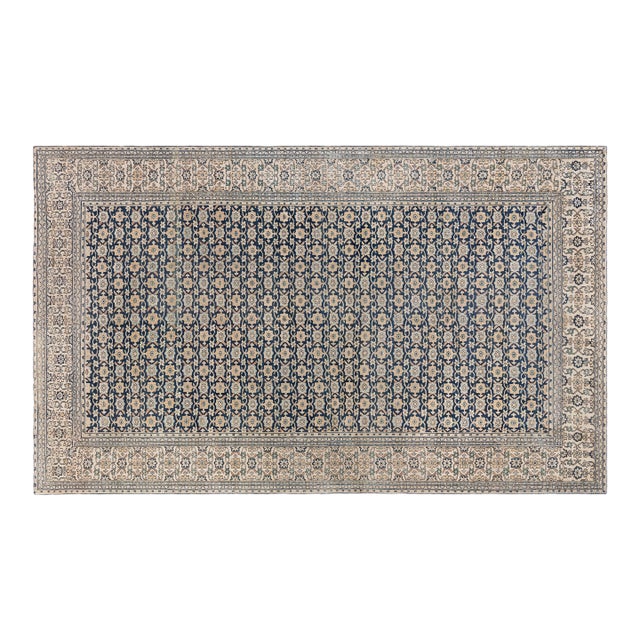 1920s Persian Meshad Botanic, Beige, Brown and Black Handwoven Wool Rug For Sale