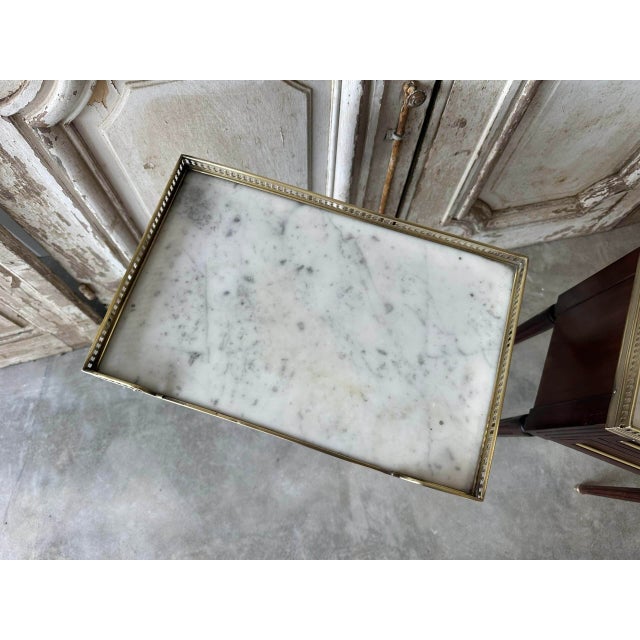 Maroon Louis XVI Style Mahogany Bedside Tables, 1970s, Set of 2 For Sale - Image 8 of 9