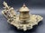 Antique Double Inkwell Ornate Brass Figural Lion Head Beast Mythical Scroll For Sale - Image 4 of 16
