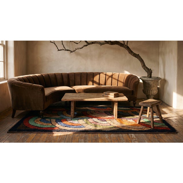 Amazing Multi Color and Geometric Desing Border Antique American Hooked Rug For Sale - Image 13 of 14