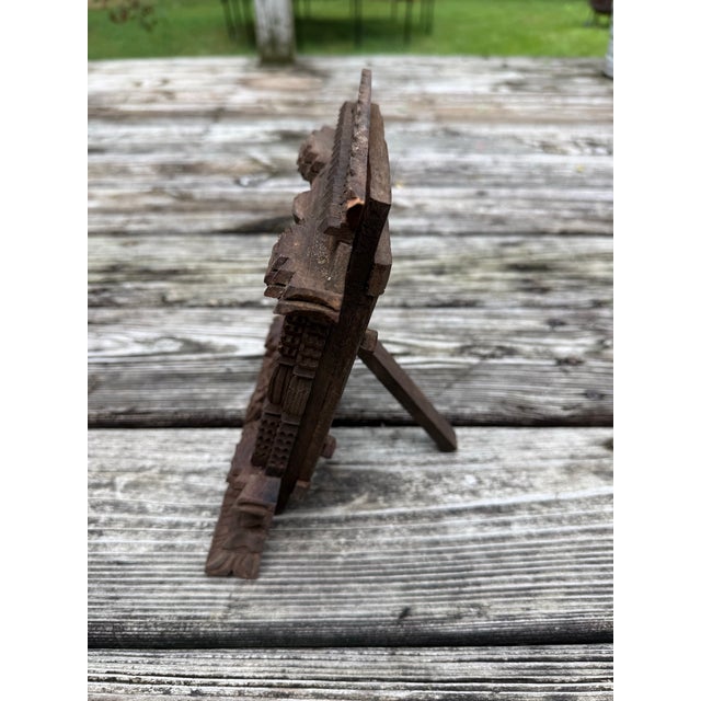 Brown Carved Tibetan Nepal Ankhi Jhyal Wood Frame For Sale - Image 8 of 9