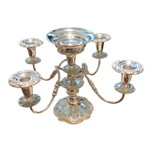 Late 20th Century Large Sheffield Silver Co. Silverplate 4-Arm Candelabra Victorian Style Centerpiece Decor