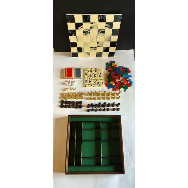 Wood 20th Century Rare Large Chess and Dominoes Board Game Set Box by Fornasetti For Sale - Image 7 of 14