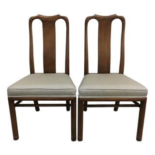 Pair of Late 20th Century French Provincial Walnut Upholstered Side Chairs For Sale