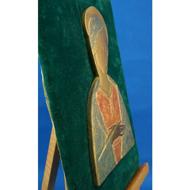 20th Century Gilded Bronze Plaque Sculpture Praying Madonna by Mario Gatti for Guido Reni, Italy, 1950s For Sale - Image 3 of 18