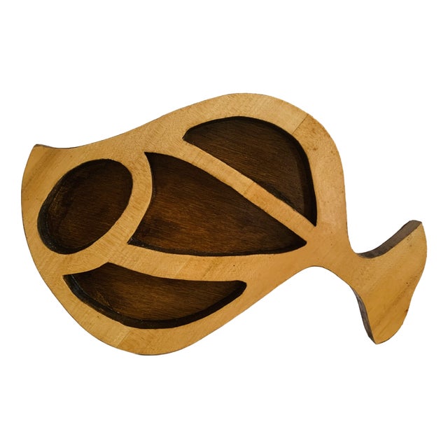 Vintage Scandinavian Wood Fish Sculpture by A. Hiben, 1977 For Sale