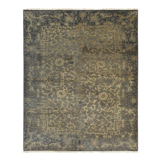 12x18 Noir Dynasty Black Traditional Geometric Handmade Ningxia Wool Carpet Rug For Sale