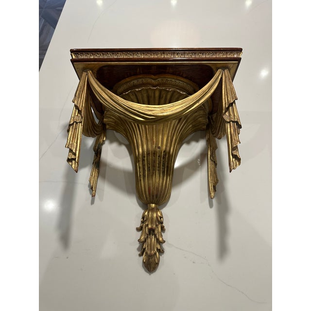 French Intricate Wood and Gilded Paint Wall Shelf For Sale - Image 3 of 8