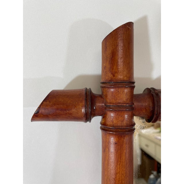 Large 19th Century Antique French Faux Bamboo Wall Mirror For Sale - Image 6 of 18