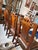 Early 20th Century Set of 4 - Antique Gothic Revival Carved Oak Hall Chairs - Leather Seat Nailhead For Sale - Image 5 of 8