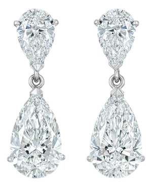 4.00ct Dangling Pear Shaped Diamond Platinum Earrings