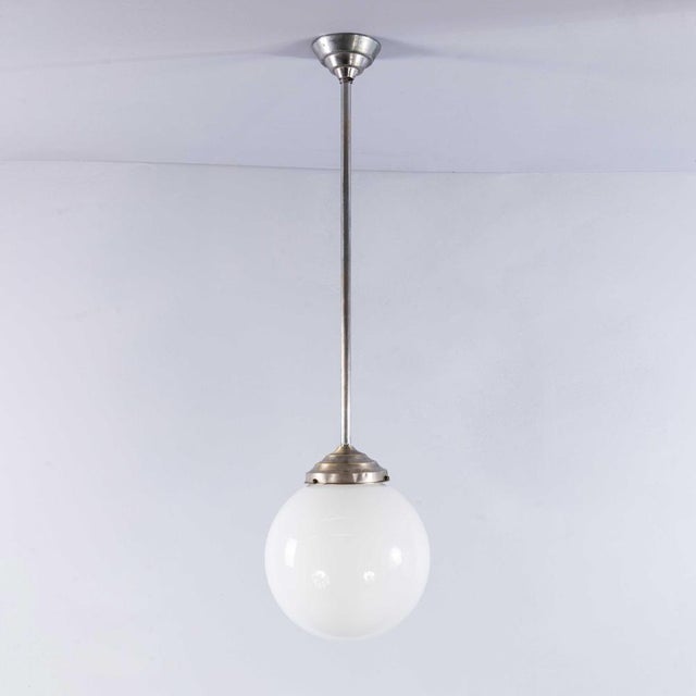 French Tabac Opal Glass Pendant Lamp, 1950s For Sale - Image 10 of 10