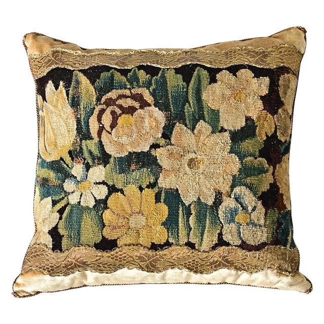 Textile BVIZ Antique Tapestry Fragment Pillow For Sale - Image 7 of 7