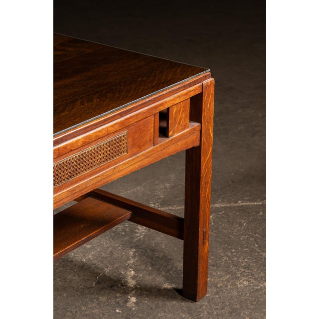 Brown Early 20th Arts & Crafts Oak Library Table With Glass Top by Limbert For Sale - Image 8 of 12