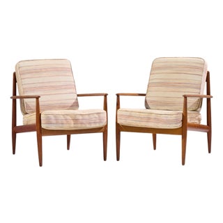 Grete Jalk for France and Sons Mid Century Danish Teak Lounge Chairs - Pair For Sale