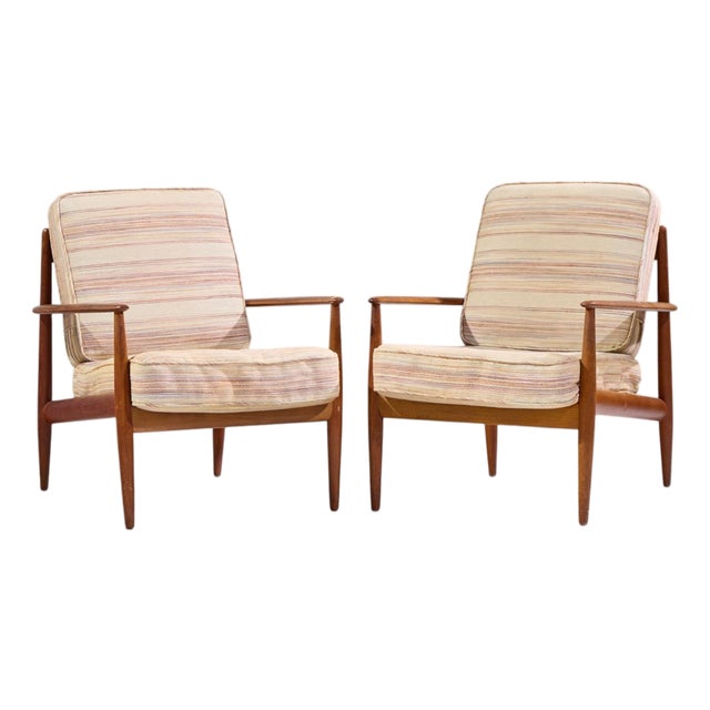 Grete Jalk for France and Sons Mid Century Danish Teak Lounge Chairs - Pair For Sale