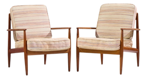 Grete Jalk for France and Sons Mid Century Danish Teak Lounge Chairs - Pair