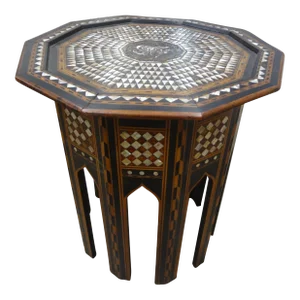 1920s Antique Moroccan Arabesque Style Octagonal Inlaid Table