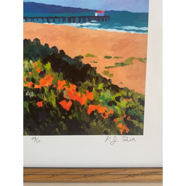 Late 20th Century Late 20th Century Poppies + the Pier — Limited Edition Coastal Print Numbered and Signed by Artist Ken For Sale - Image 5 of 10