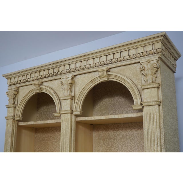 White Crackle Painted Finish Double Arched Top Open Bookcase For Sale - Image 8 of 16