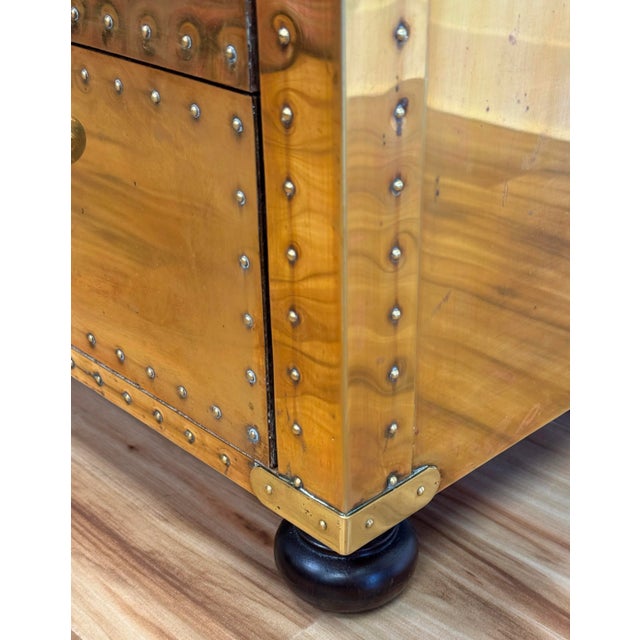 Vintage Sarreid Riveted Brass Clad Three Drawer Chest For Sale - Image 11 of 11