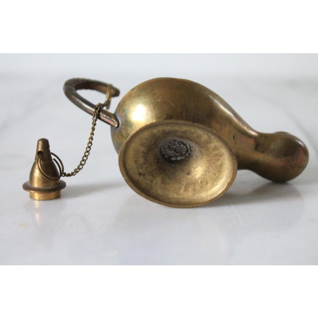 Metal Vintage Brass Genie-Style Oil Lamp For Sale - Image 7 of 9