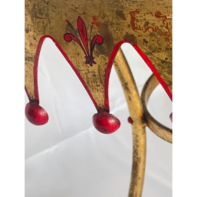 Gold Italian Gilt Metal Round Harlequin Side, Table Mirrored Top For Sale - Image 8 of 14