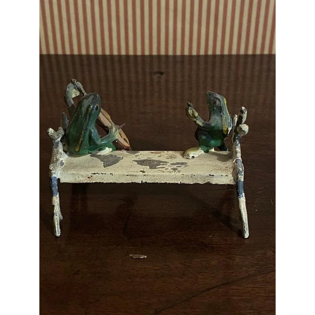 Arts & Crafts Late 19th Century Cold Painted Bronze Frog Musicians, Austrian - Set of 3 For Sale - Image 3 of 13