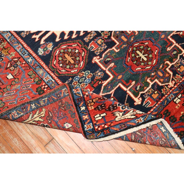 Antique Zabihi Collection Navy Heriz Accent Rugs - A Pair - 4'10" x 6'1" For Sale - Image 10 of 12