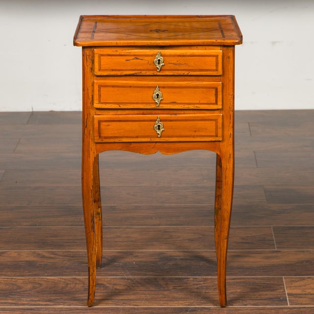 Mid 19th Century French Louis-Philippe Period 1840s Walnut Bedside Table with Geometric Banding For Sale - Image 5 of 12