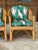 Wood 1980’s Coastal Regency Wicker Draped Upholstered Lounge Chairs-Pair For Sale - Image 7 of 12