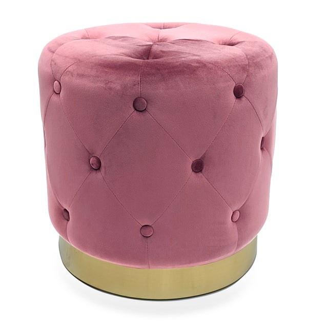 This Zentique glam accent stool features a cylindrical drum silhouette in mauve rose velvet. At 16" diameter and 17" high,...