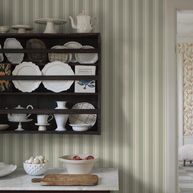 Borastapeter Boråstapeter Gunnebo Wallcovering In Sage For Sale - Image 4 of 5