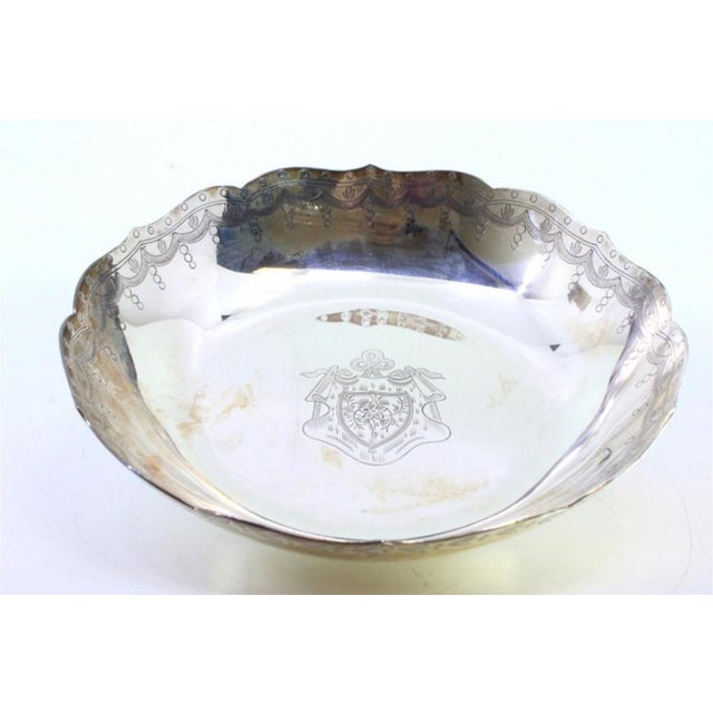 Silver Plate with Scalloped Rim, Engraved Garlands and East India Company Symbol For Sale - Image 4 of 6