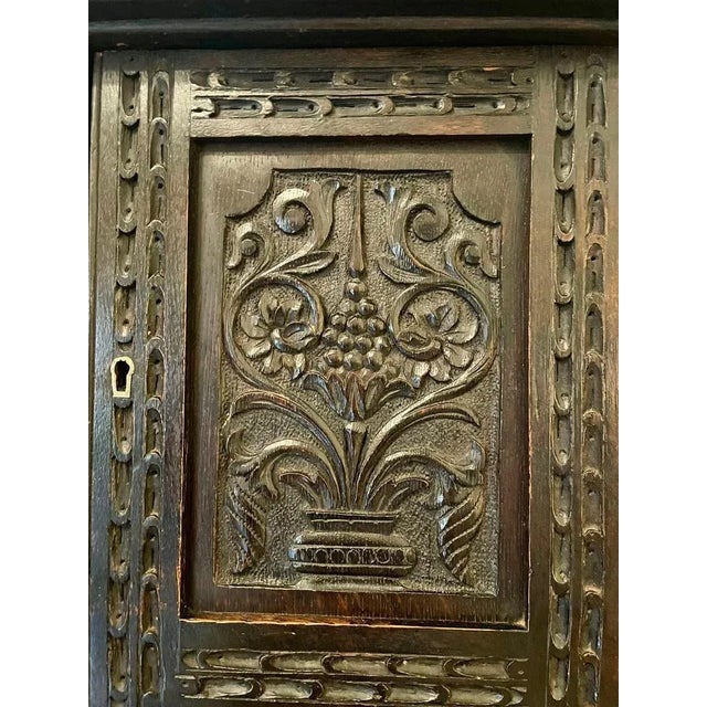 Large Antique Victorian Carved Oak Side Cabinet For Sale - Image 6 of 16