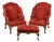 Georgian Style Pair of Wingback Armchairs and Ottoman For Sale
