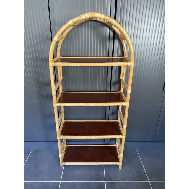 Vintage Leather and Rattan Bookcase, 1970s For Sale - Image 4 of 18