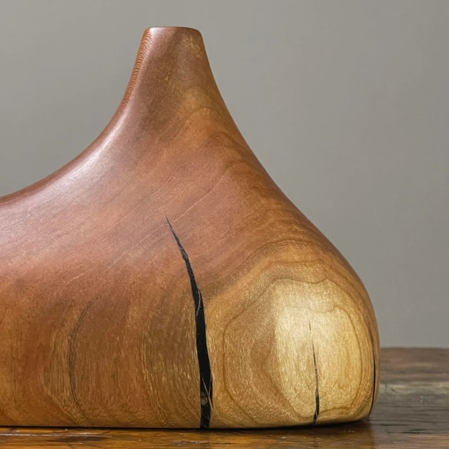 Early 21st Century Biomorphic Postmodernist Studio Craft Hand Carved Cherry Wood Vessel For Sale - Image 5 of 12