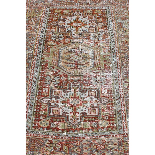 Antique Persian Karajeh Rug With Geometric Medallions and Rust Red Field 2′11″ × 4′5″ For Sale In Atlanta - Image 6 of 11