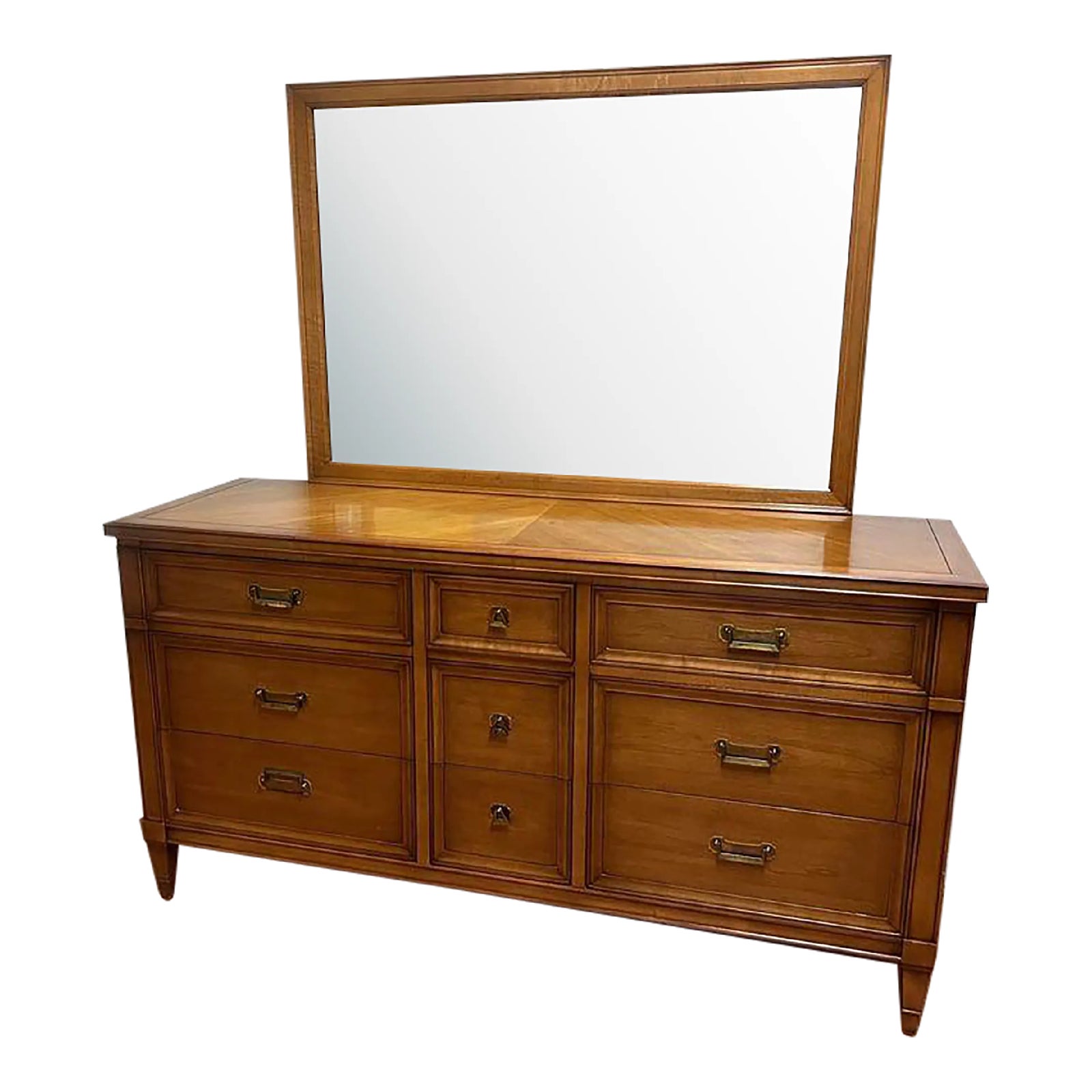 Drexel Furniture Neoclassical Style Cherry Dresser With Mirror