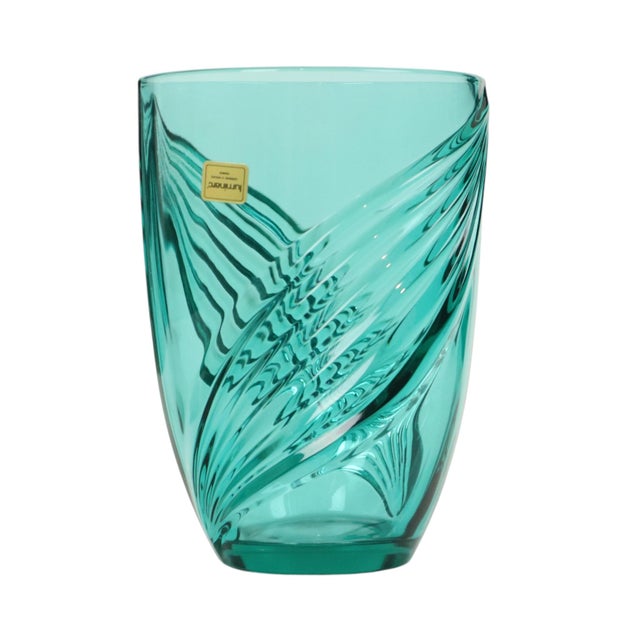 Turquoise Vintage Turquoise Blue Glass Vase from Luminarc France, 1980s For Sale - Image 8 of 12