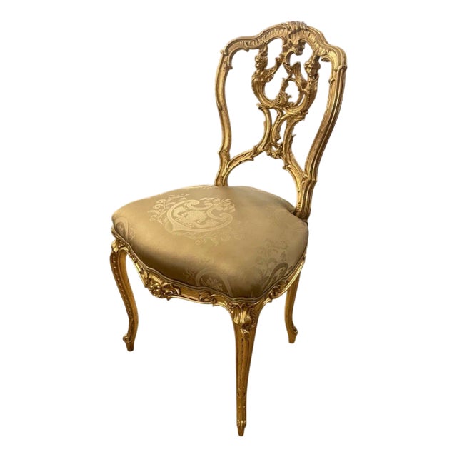19th Century French Hand-Carved Gilded Chair For Sale