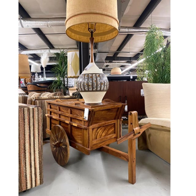 Hand Crafted Folk Art Costa Rican Oxcart Wagon Bar Cart With Intricate Marquetry For Sale - Image 4 of 14