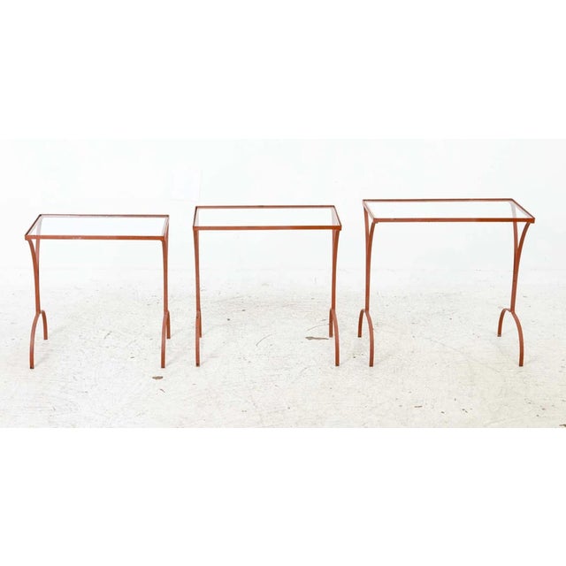 Metal Set of Mid Century Iron Nesting Tables For Sale - Image 7 of 7