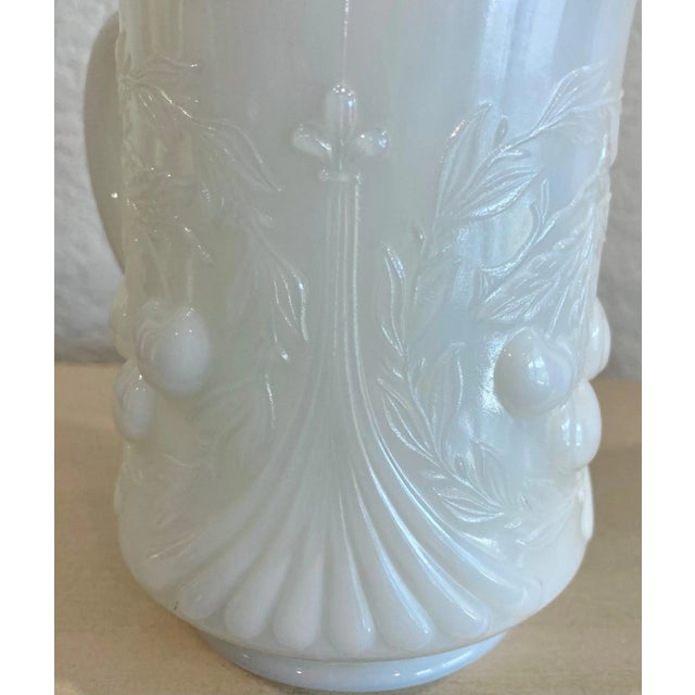 White Mid 20th-Century Wreathed Cherry Milk Glass Creamer by l.g. Wright Glass For Sale - Image 8 of 13