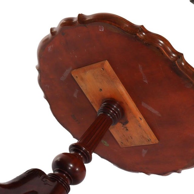 Brown Antique Philadelphia School Chippendale Mahogany Pie Crust Stand C1930 For Sale - Image 8 of 9